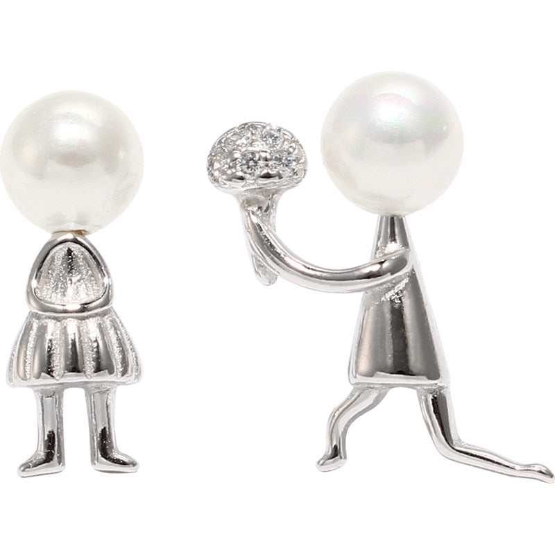 Marry me pearl silver earrings