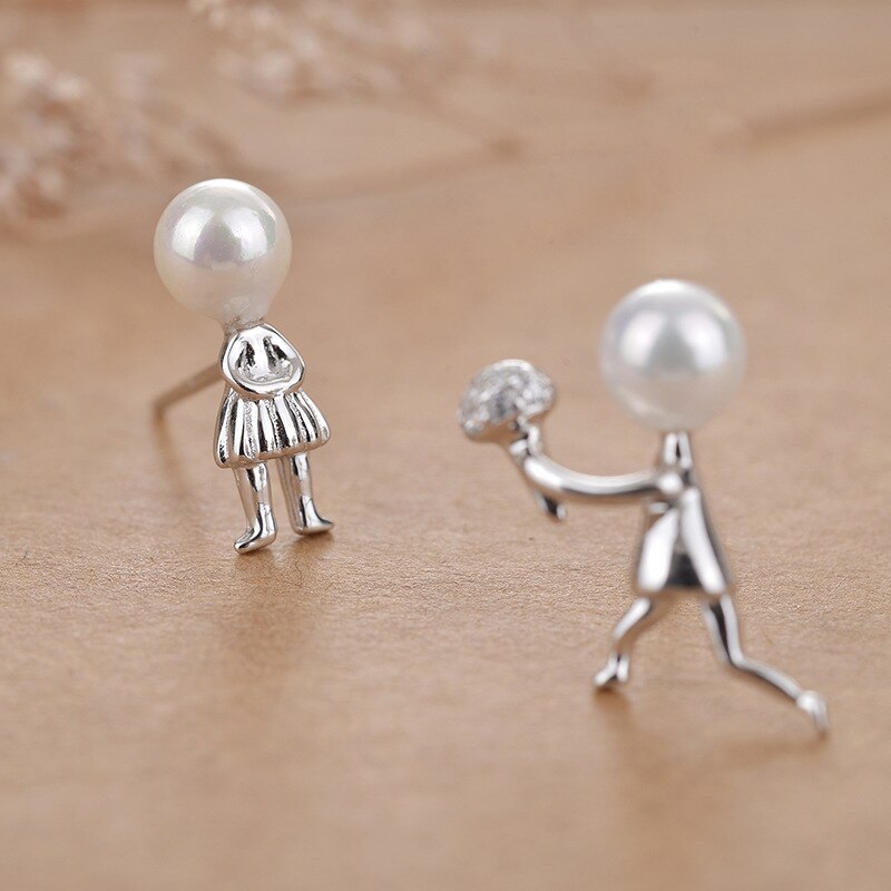 Marry me pearl silver earrings