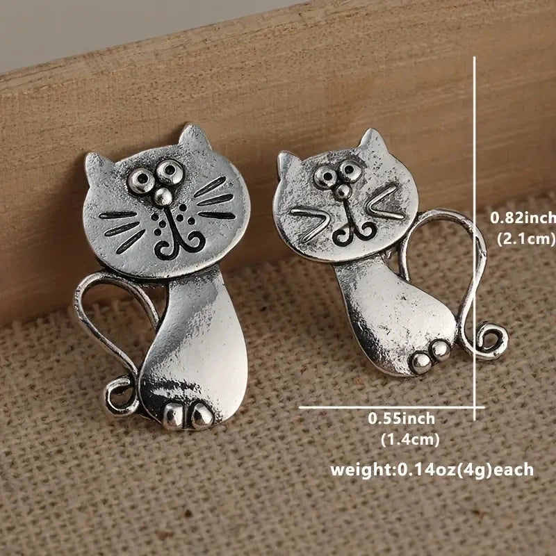 Cute Cat Designed Metal Earrings