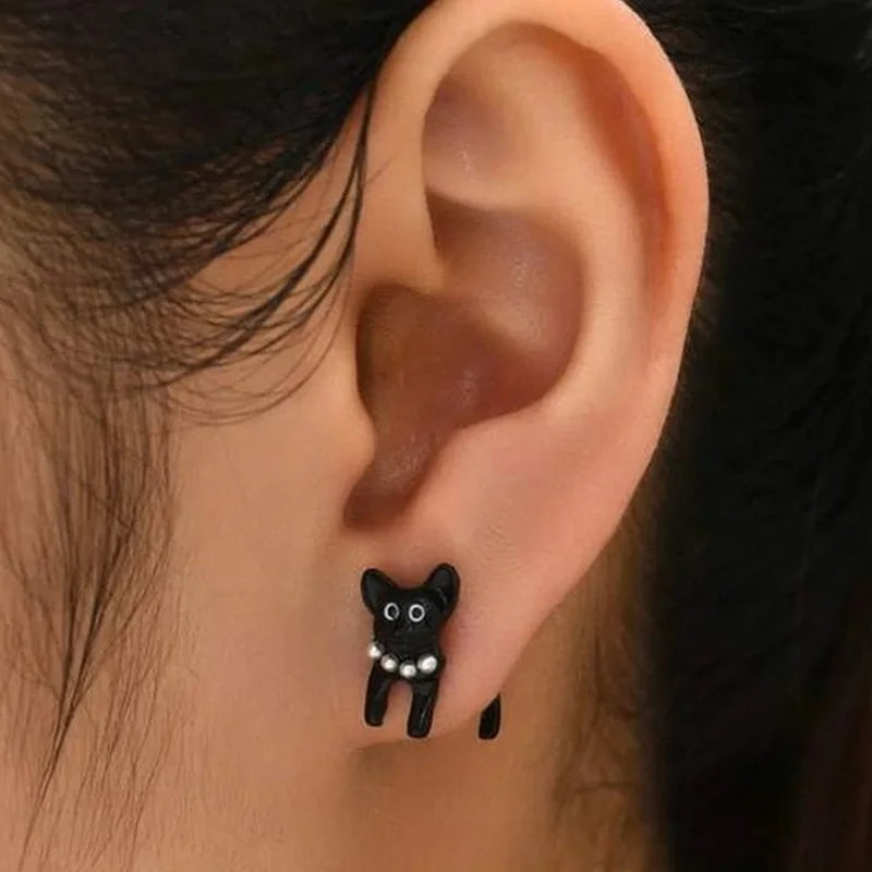 New Funny Small Black Cat Earring