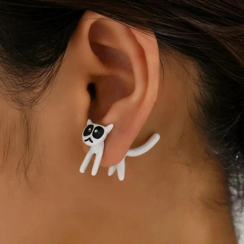 New Funny Small Black Cat Earring