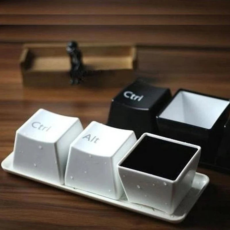 3Pcs Set Creative Keyboard Tea Cup