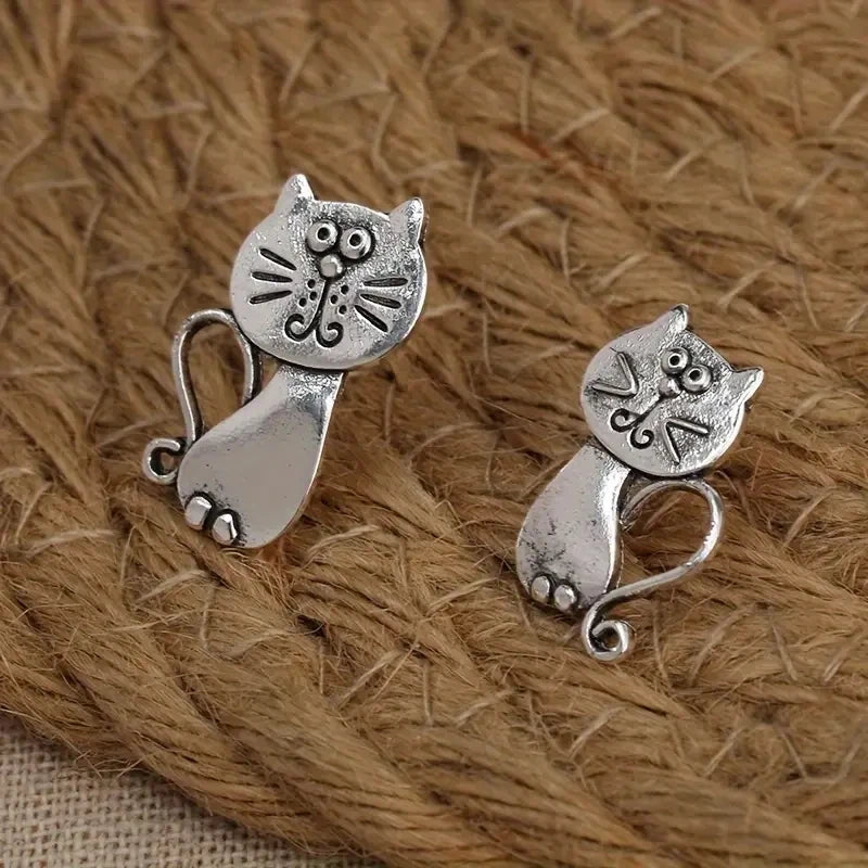 Cute Cat Designed Metal Earrings