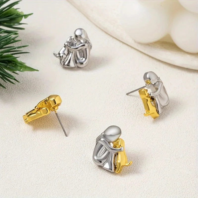 Little Girl and Dog Stud Earrings