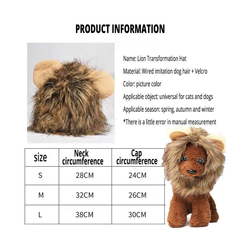 1pc Lion Head Design Pet Headwear