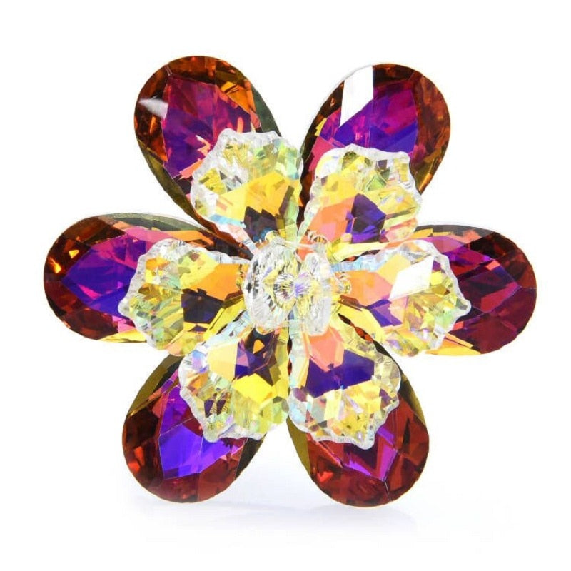 Shining Glass Flower Brooches