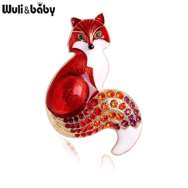 Rhinestone Enamel Fox