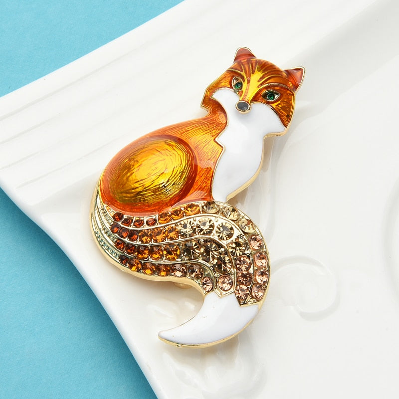 Rhinestone Enamel Fox