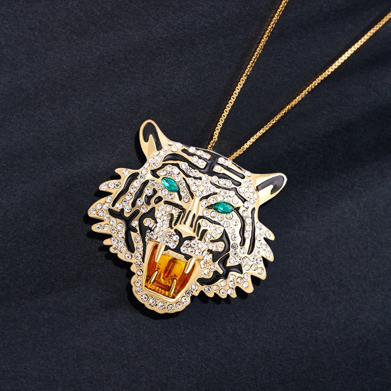 Rhinestone Roaring Tiger Brooches