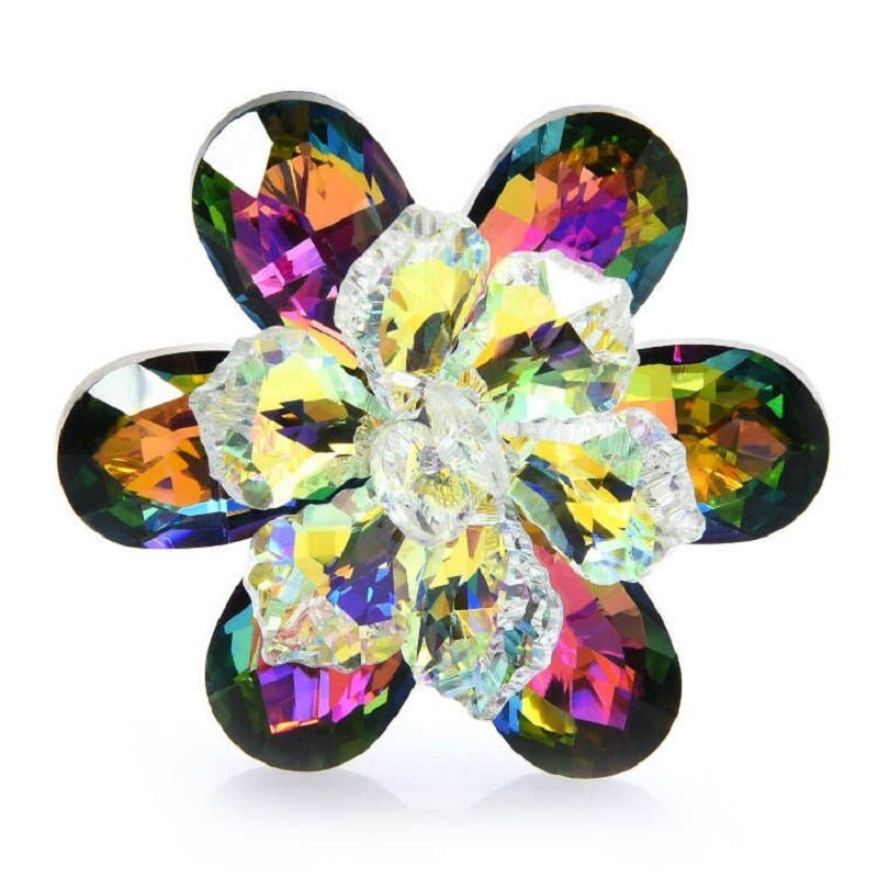 Shining Glass Flower Brooches