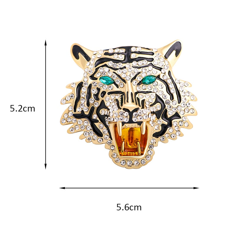 Rhinestone Roaring Tiger Brooches