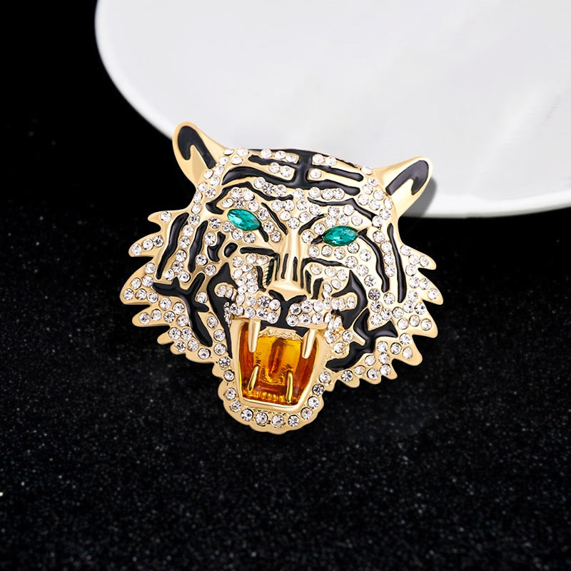 Rhinestone Roaring Tiger Brooches