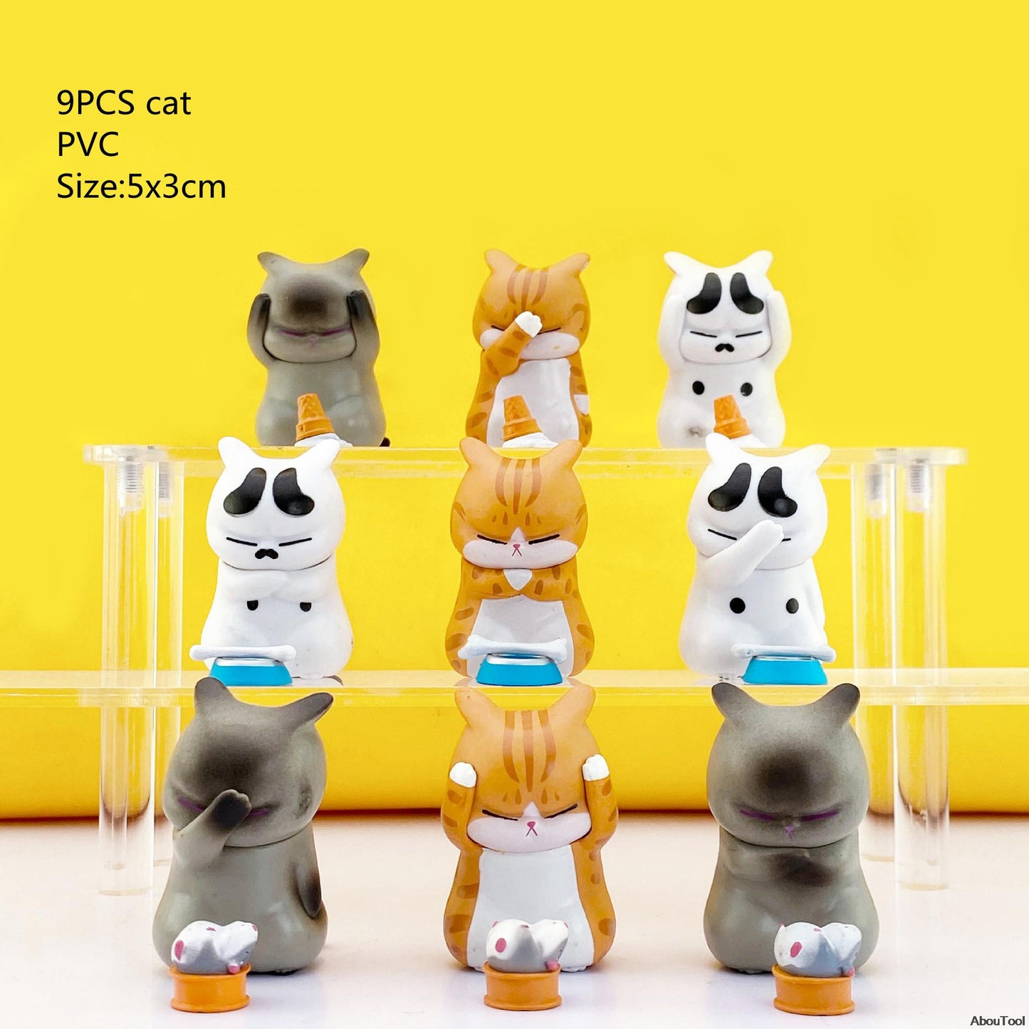 9PCS Cute Small Cat Figures