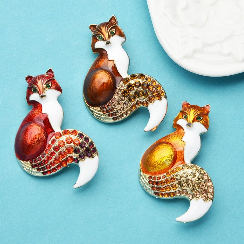 Rhinestone Enamel Fox