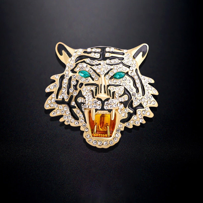 Rhinestone Roaring Tiger Brooches