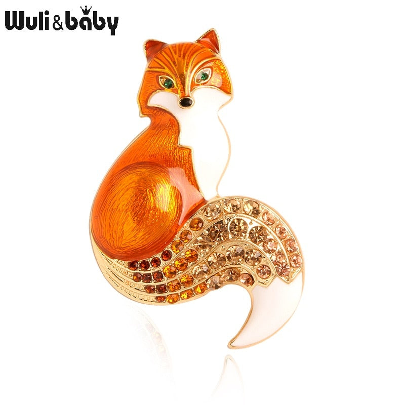 Rhinestone Enamel Fox