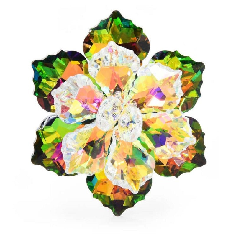 Shining Glass Flower Brooches