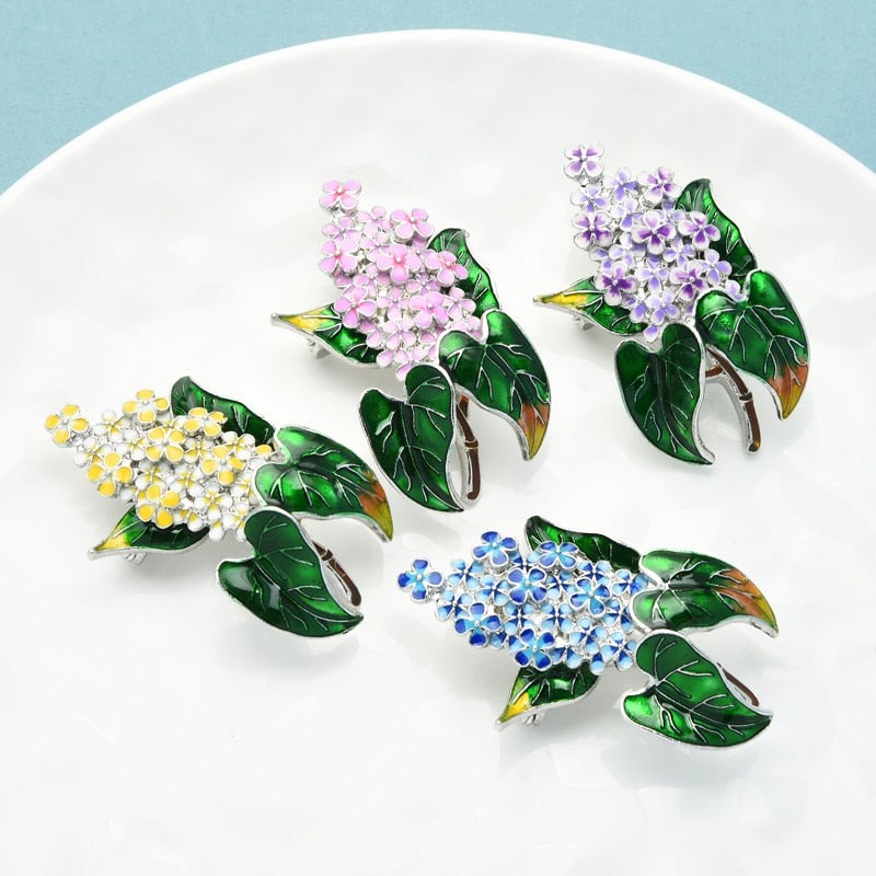 Enamel Lilac Flower Brooches