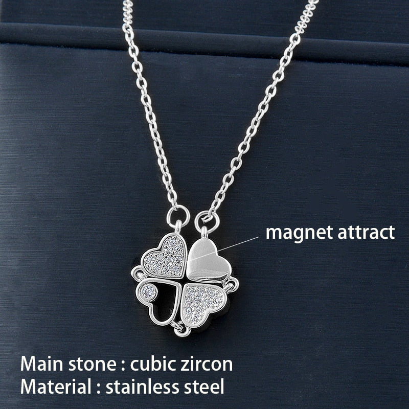 4 crystal heart flower pendant