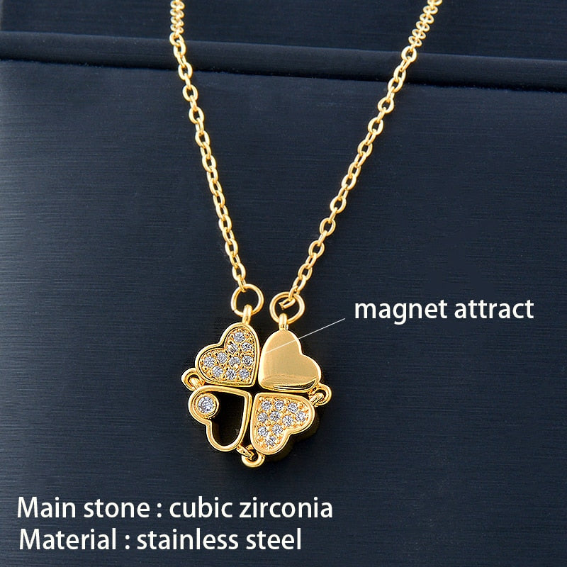 4 crystal heart flower pendant