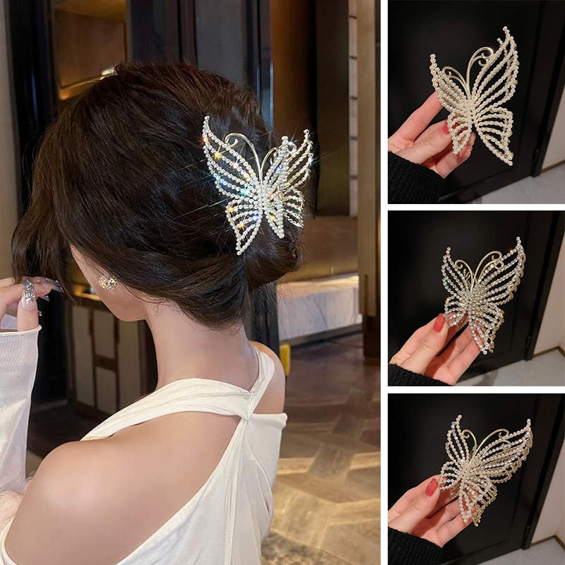 Exquisite Rhinestone Butterfly Hair Claw Clips