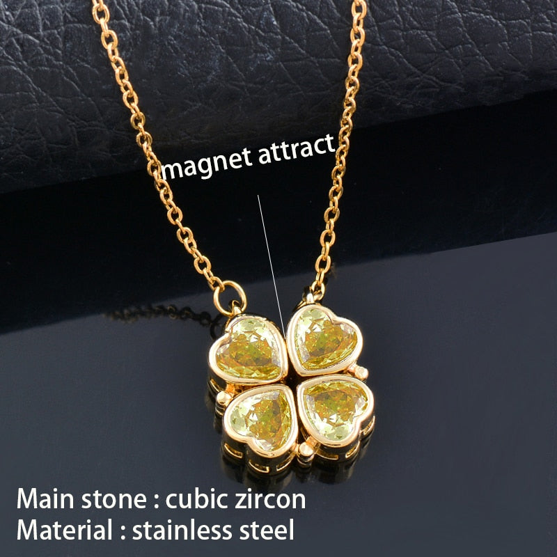 4 crystal heart flower pendant