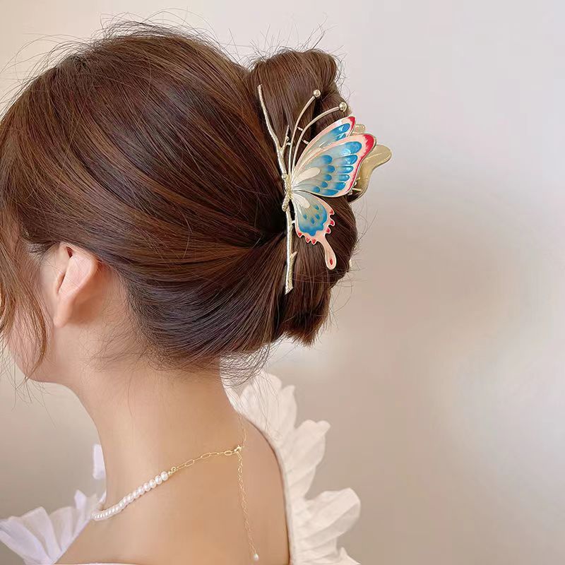 Painted Butterfly Hair Clips