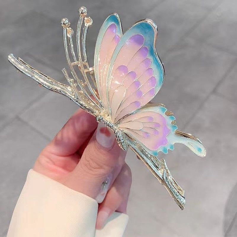 Painted Butterfly Hair Clips