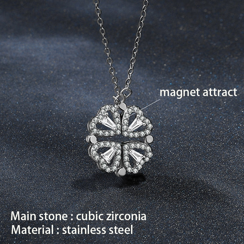 4 crystal heart flower pendant