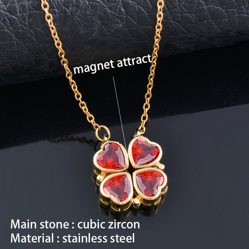 4 crystal heart flower pendant