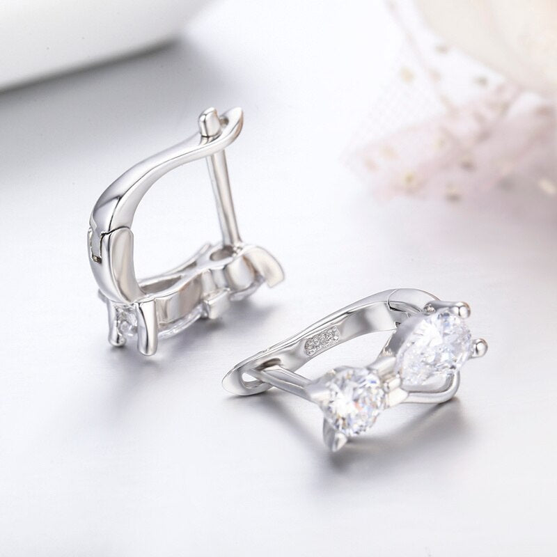 Cute Kitty Earring CZ 925 Sterling Silver