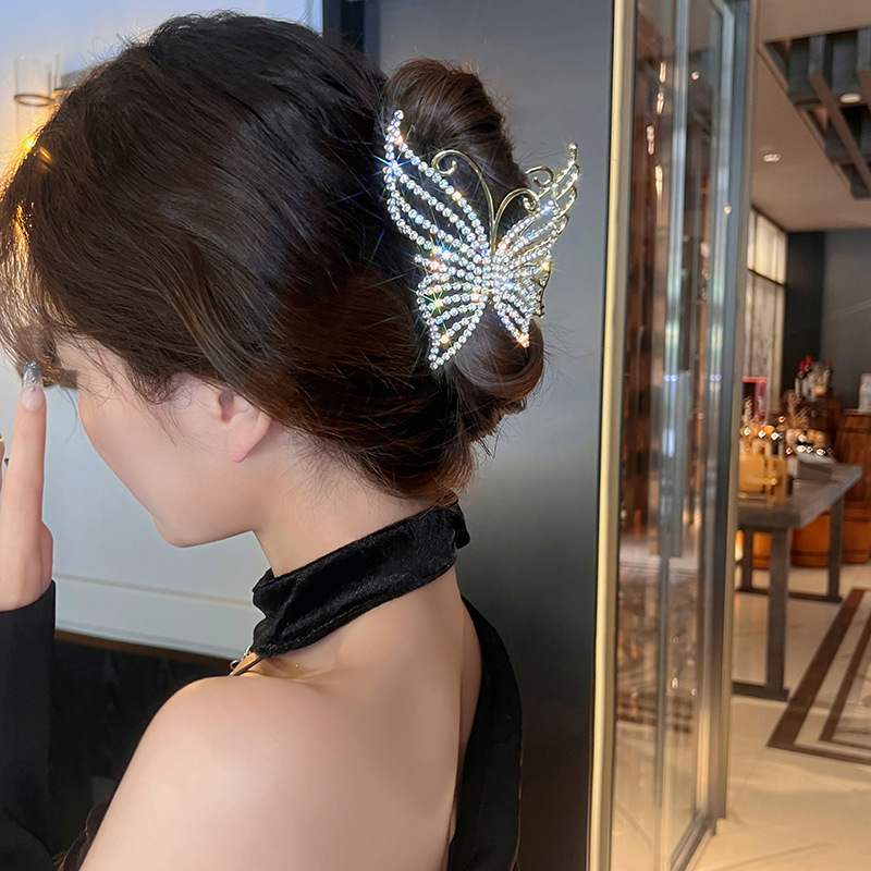 Exquisite Rhinestone Butterfly Hair Claw Clips