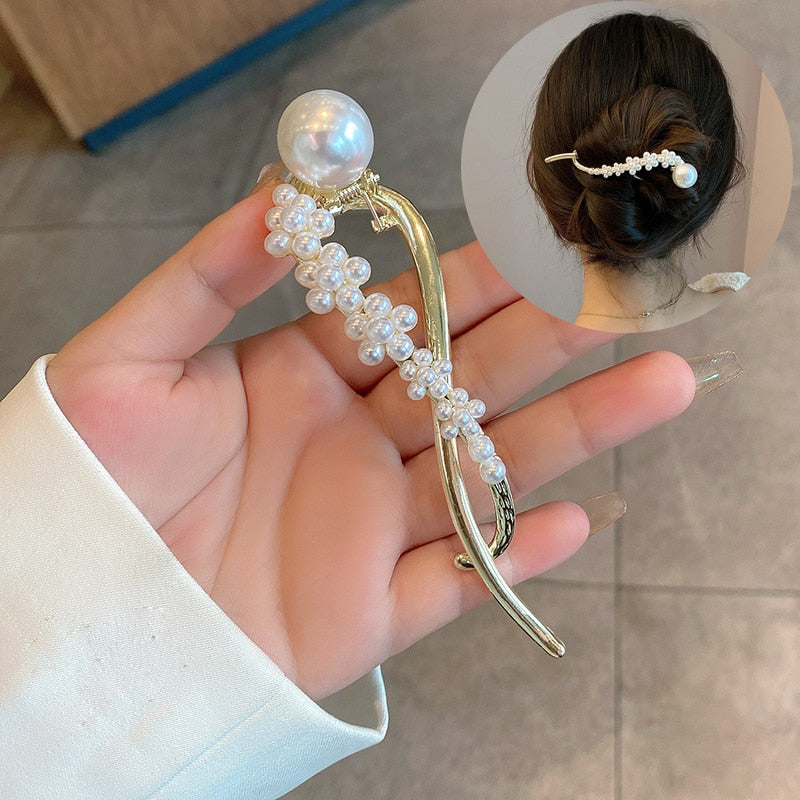 Metal  Pearl Hair Clips