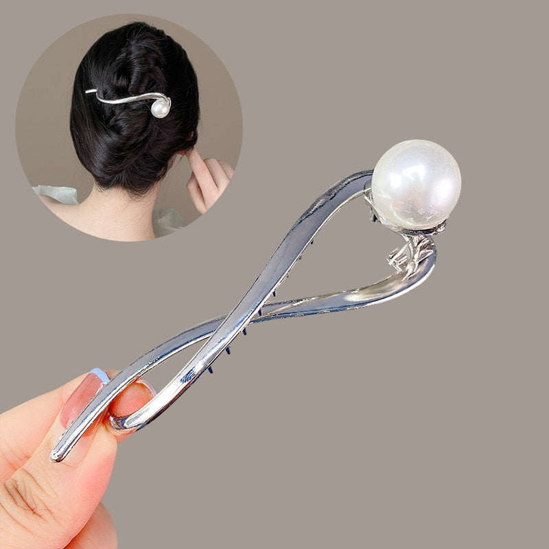 Metal  Pearl Hair Clips