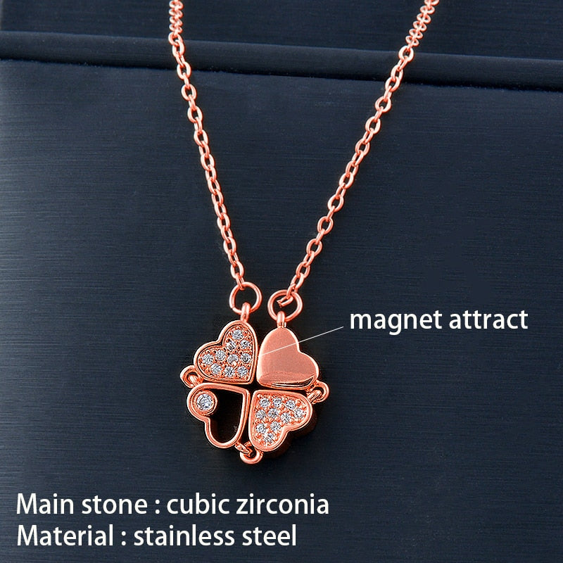 4 crystal heart flower pendant