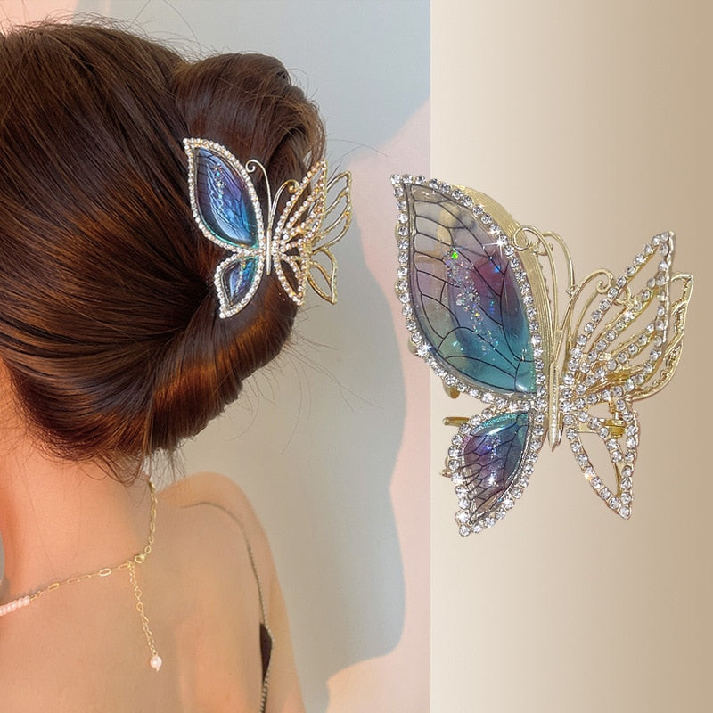 Painted Butterfly Hair Clips