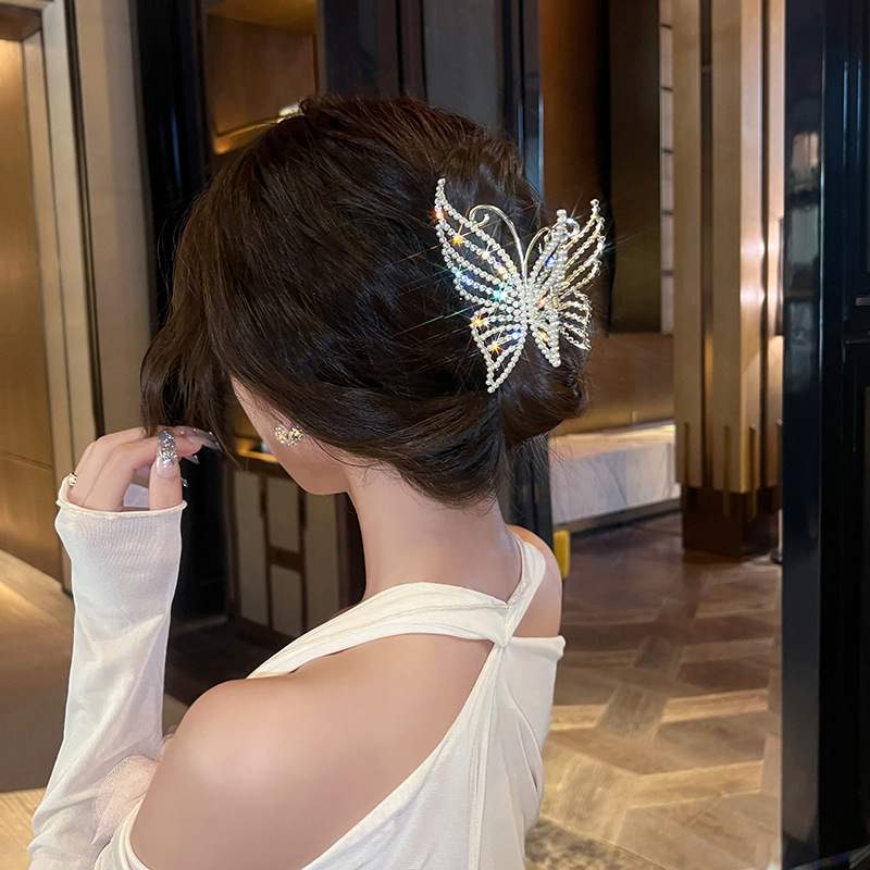 Exquisite Rhinestone Butterfly Hair Claw Clips