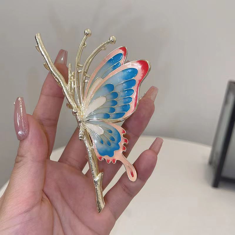 Painted Butterfly Hair Clips