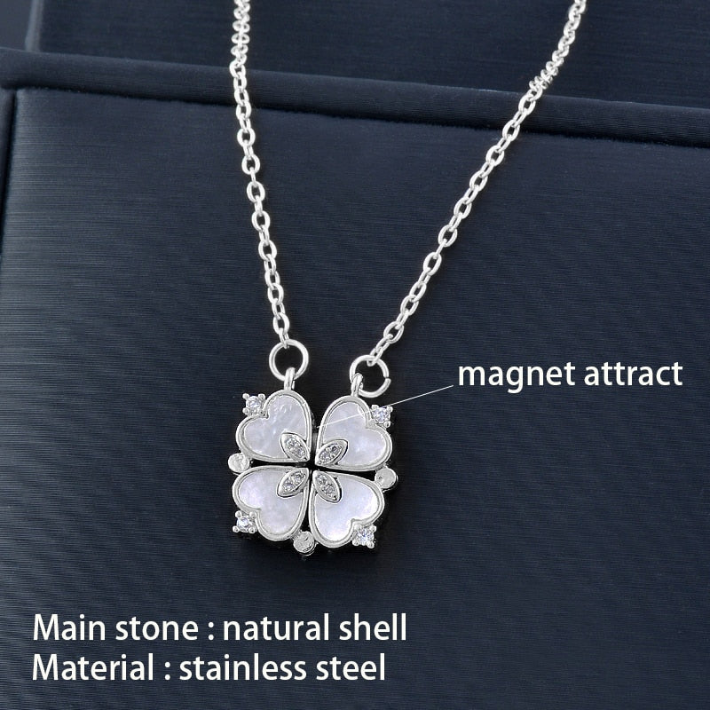 4 crystal heart flower pendant