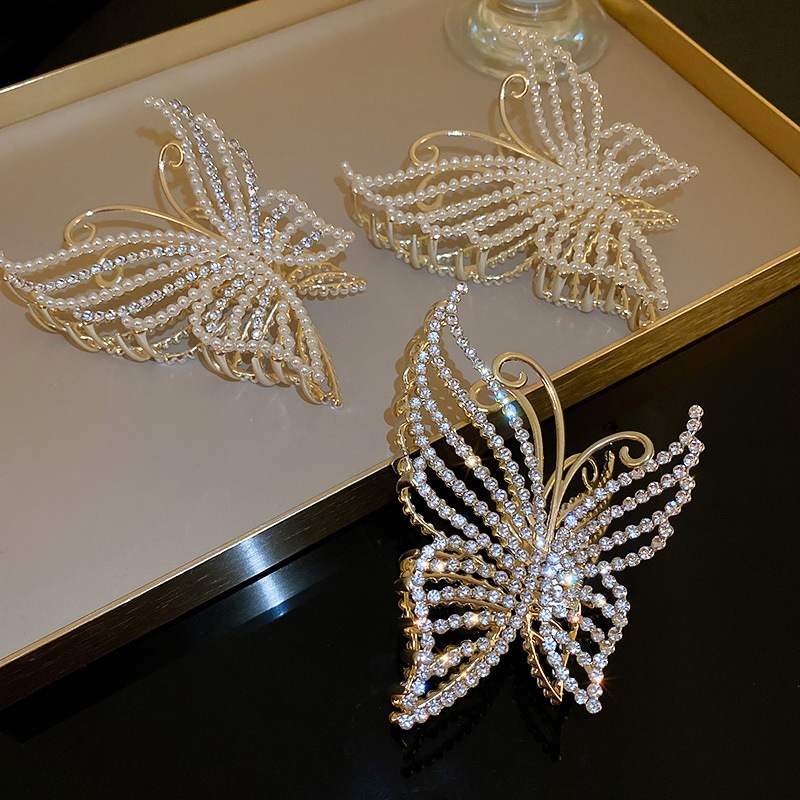 Exquisite Rhinestone Butterfly Hair Claw Clips