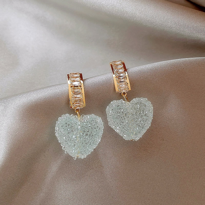 Lovely Pink Heart Dangle Earrings