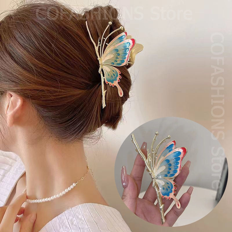 Painted Butterfly Hair Clips